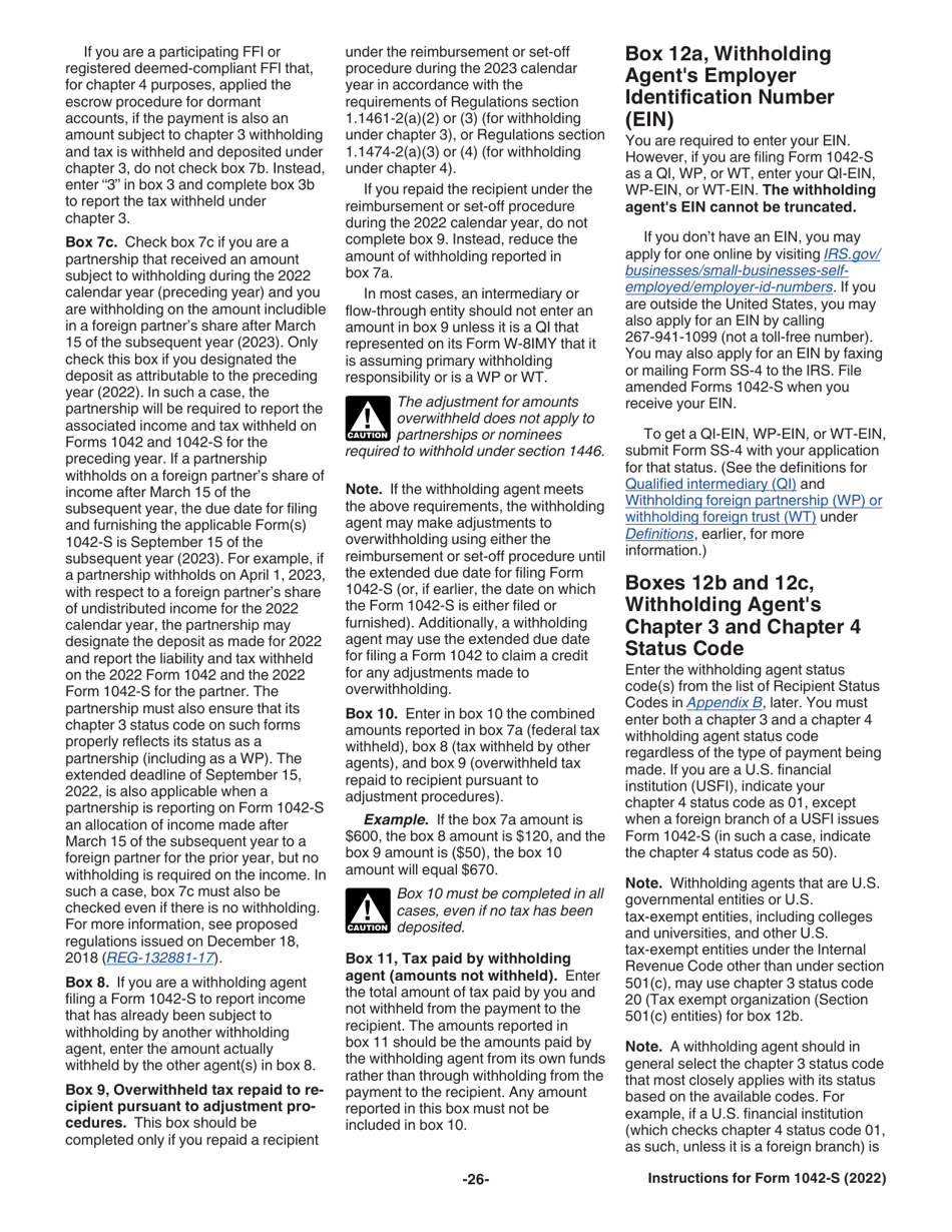 Instructions for IRS Form 1042-S Foreign Persons U.S. Source Income Subject to Withholding, Page 26