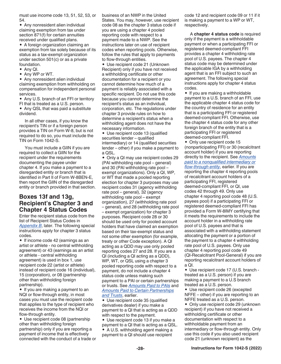 Instructions for IRS Form 1042-S Foreign Persons U.S. Source Income Subject to Withholding, Page 28