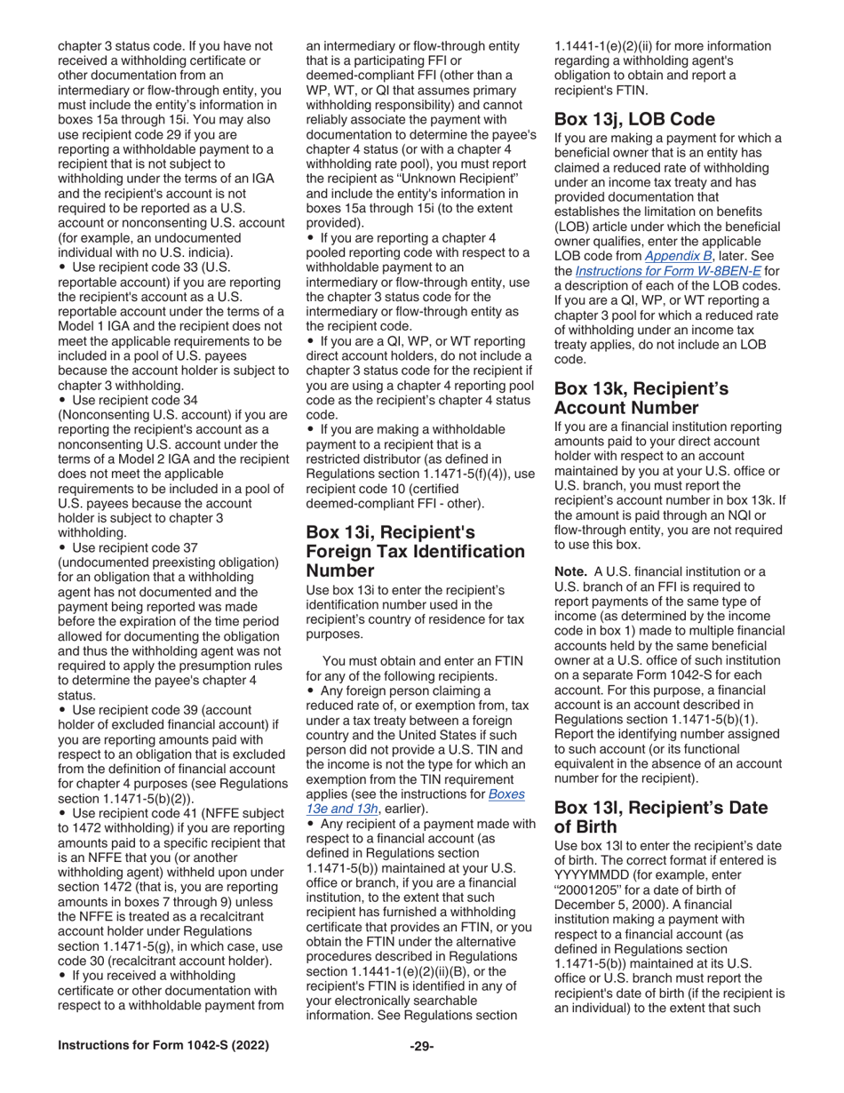 Instructions for IRS Form 1042-S Foreign Persons U.S. Source Income Subject to Withholding, Page 29