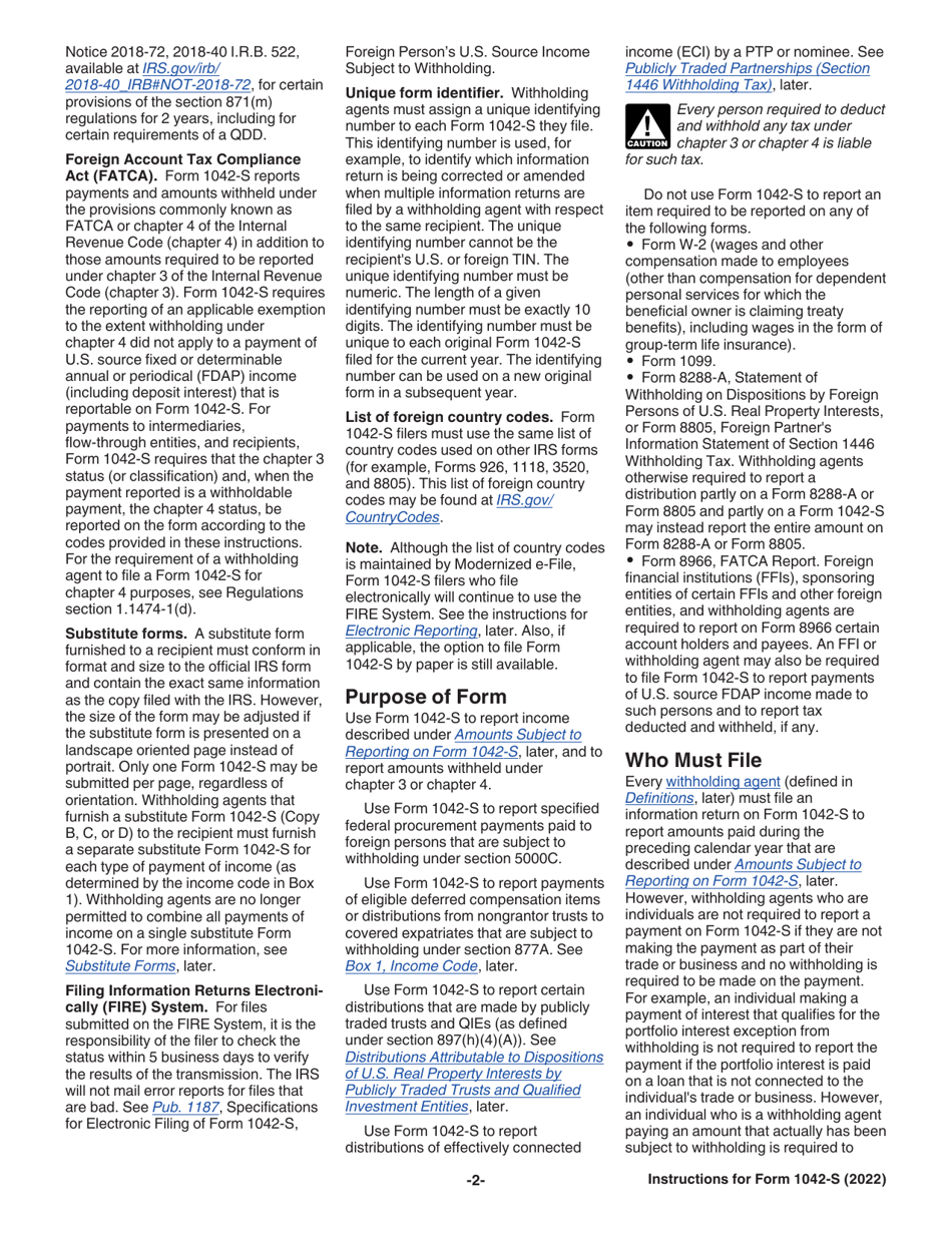 Instructions for IRS Form 1042-S Foreign Persons U.S. Source Income Subject to Withholding, Page 2