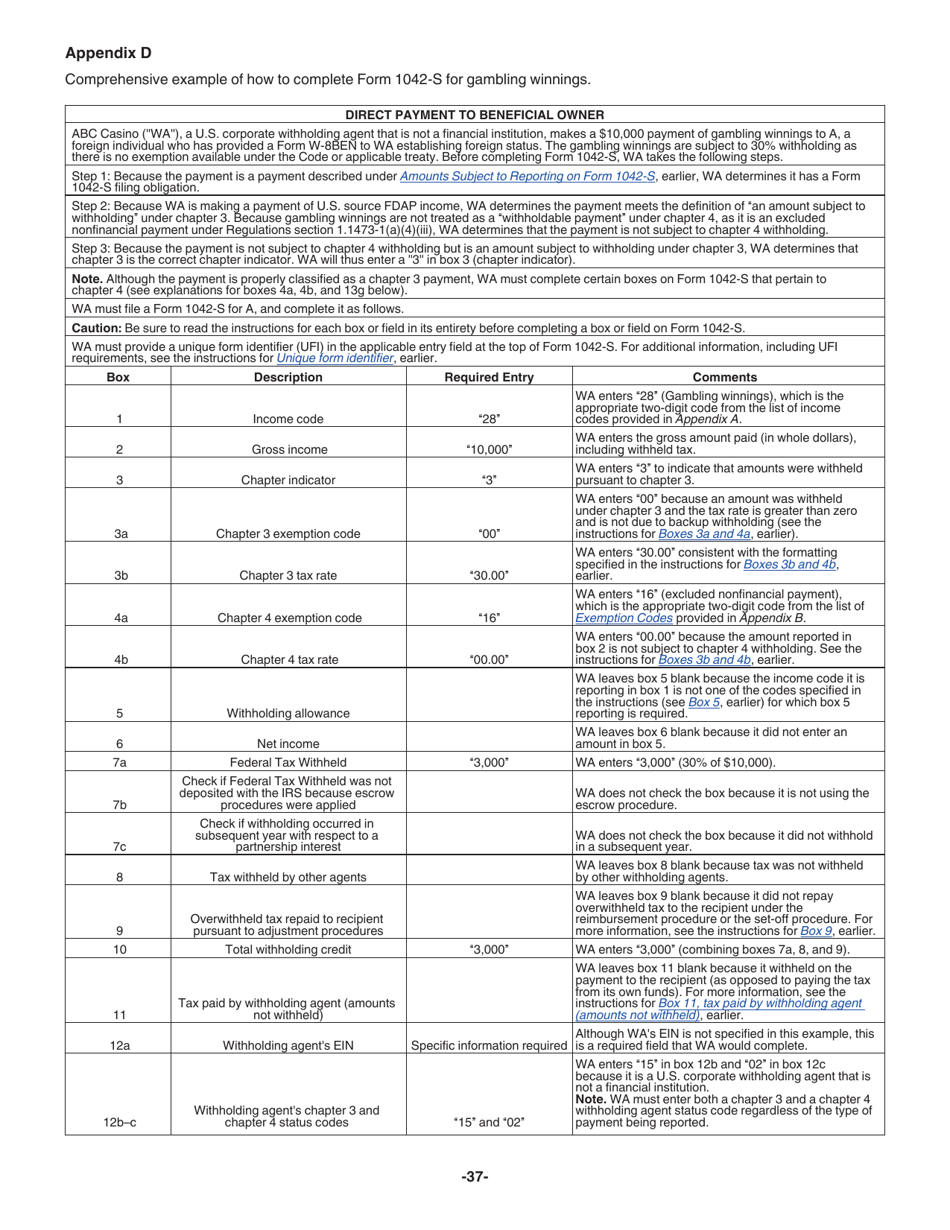 Instructions for IRS Form 1042-S Foreign Persons U.S. Source Income Subject to Withholding, Page 37
