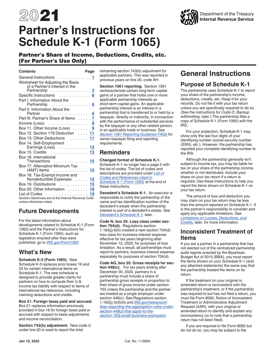 Instructions for IRS Form 1065 Schedule K-1 Partners Share of Income, Deductions, Credits, Etc., Page 1