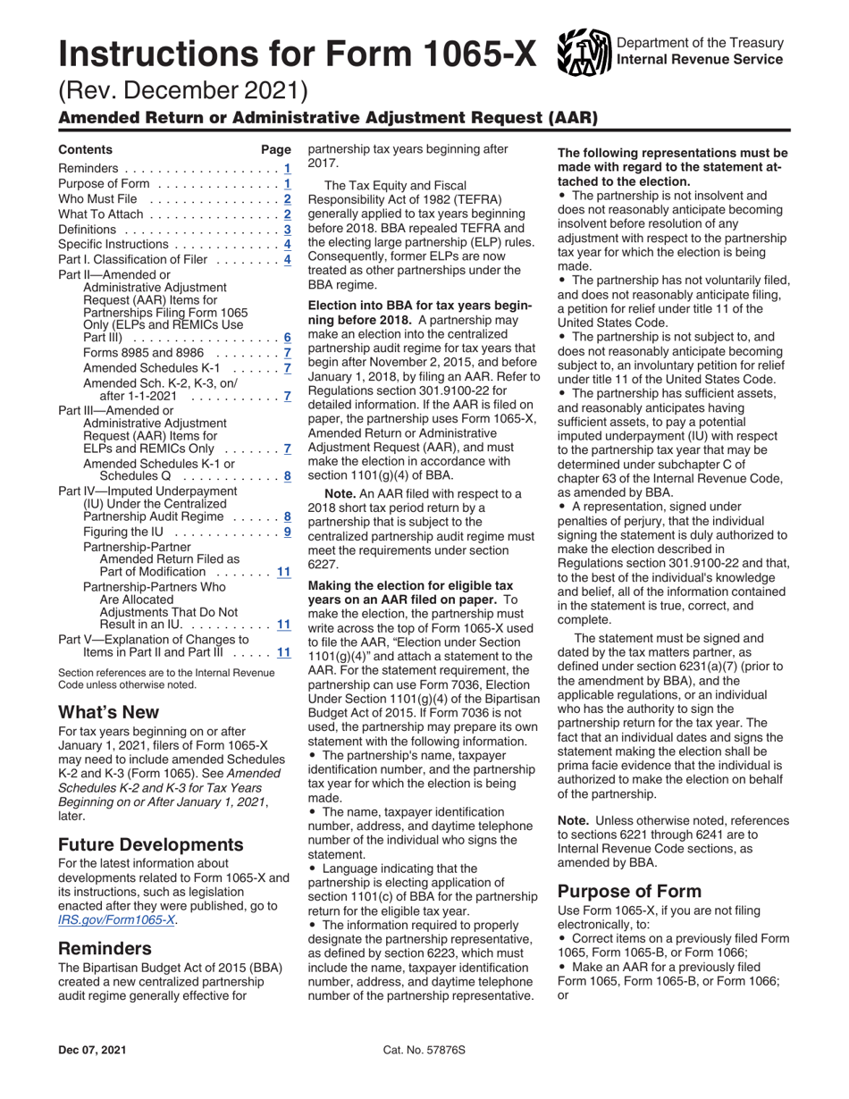 Download instructions for irs form 1065 x amended return or