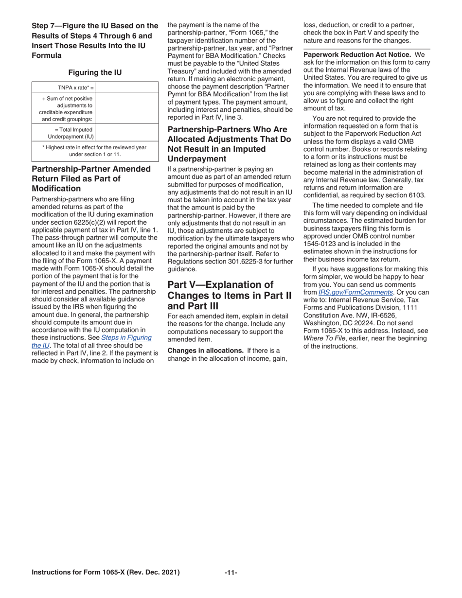 Instructions for IRS Form 1065-X Amended Return or Administrative Adjustment Request (AAR), Page 11