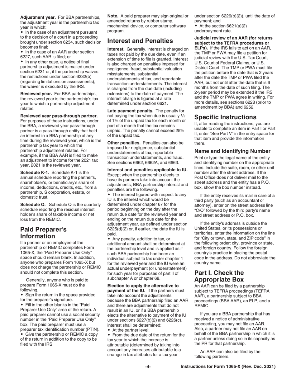 Instructions for IRS Form 1065-X Amended Return or Administrative Adjustment Request (AAR), Page 4