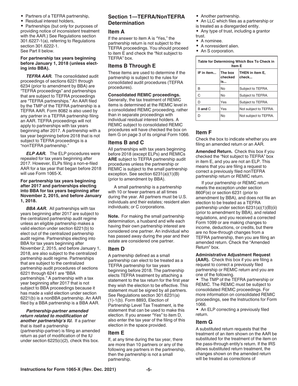 Instructions for IRS Form 1065-X Amended Return or Administrative Adjustment Request (AAR), Page 5