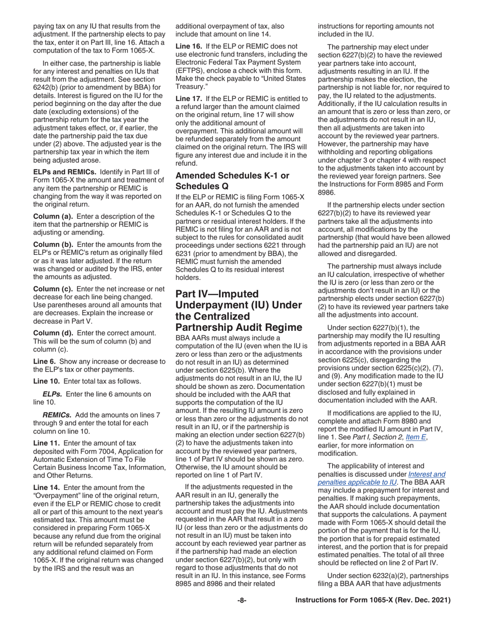 Instructions for IRS Form 1065-X Amended Return or Administrative Adjustment Request (AAR), Page 8