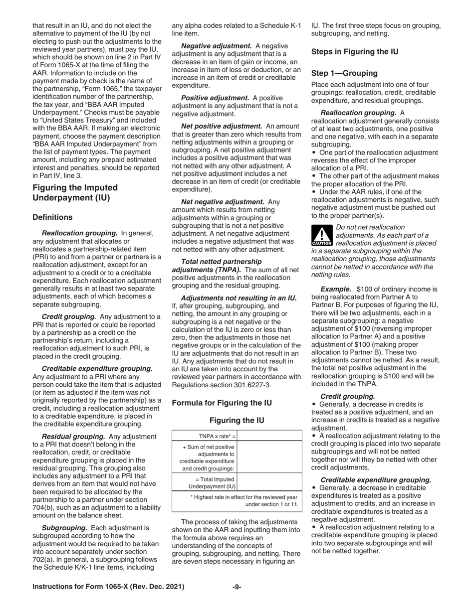 Instructions for IRS Form 1065-X Amended Return or Administrative Adjustment Request (AAR), Page 9