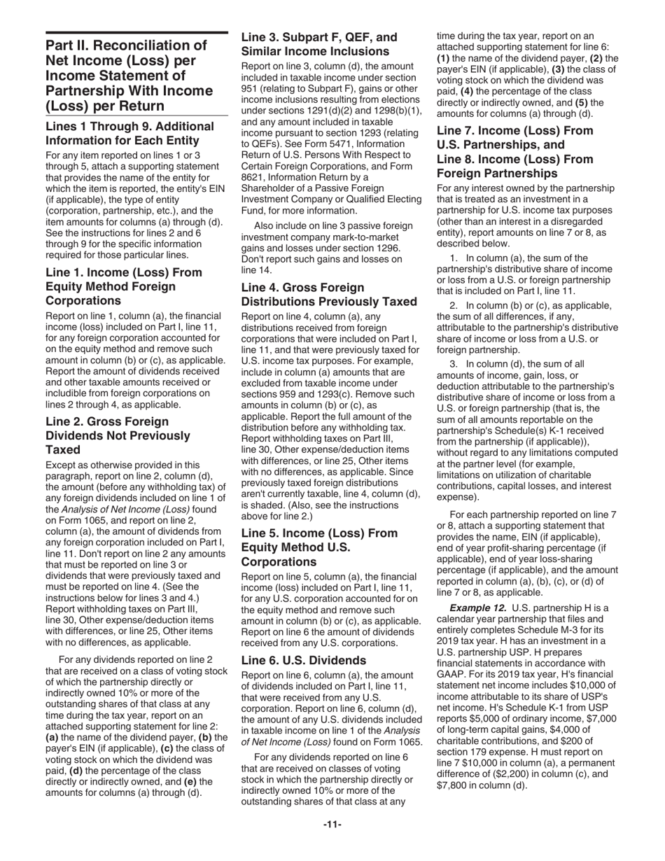 Instructions for IRS Form 1065 Schedule M-3 Net Income (Loss) Reconciliation for Certain Partnerships, Page 11