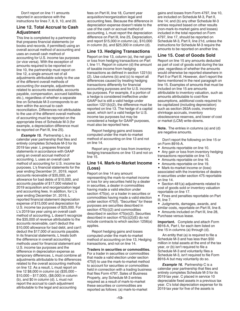 Instructions for IRS Form 1065 Schedule M-3 Net Income (Loss) Reconciliation for Certain Partnerships, Page 13