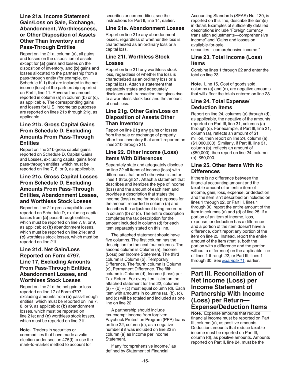 Instructions for IRS Form 1065 Schedule M-3 Net Income (Loss) Reconciliation for Certain Partnerships, Page 15