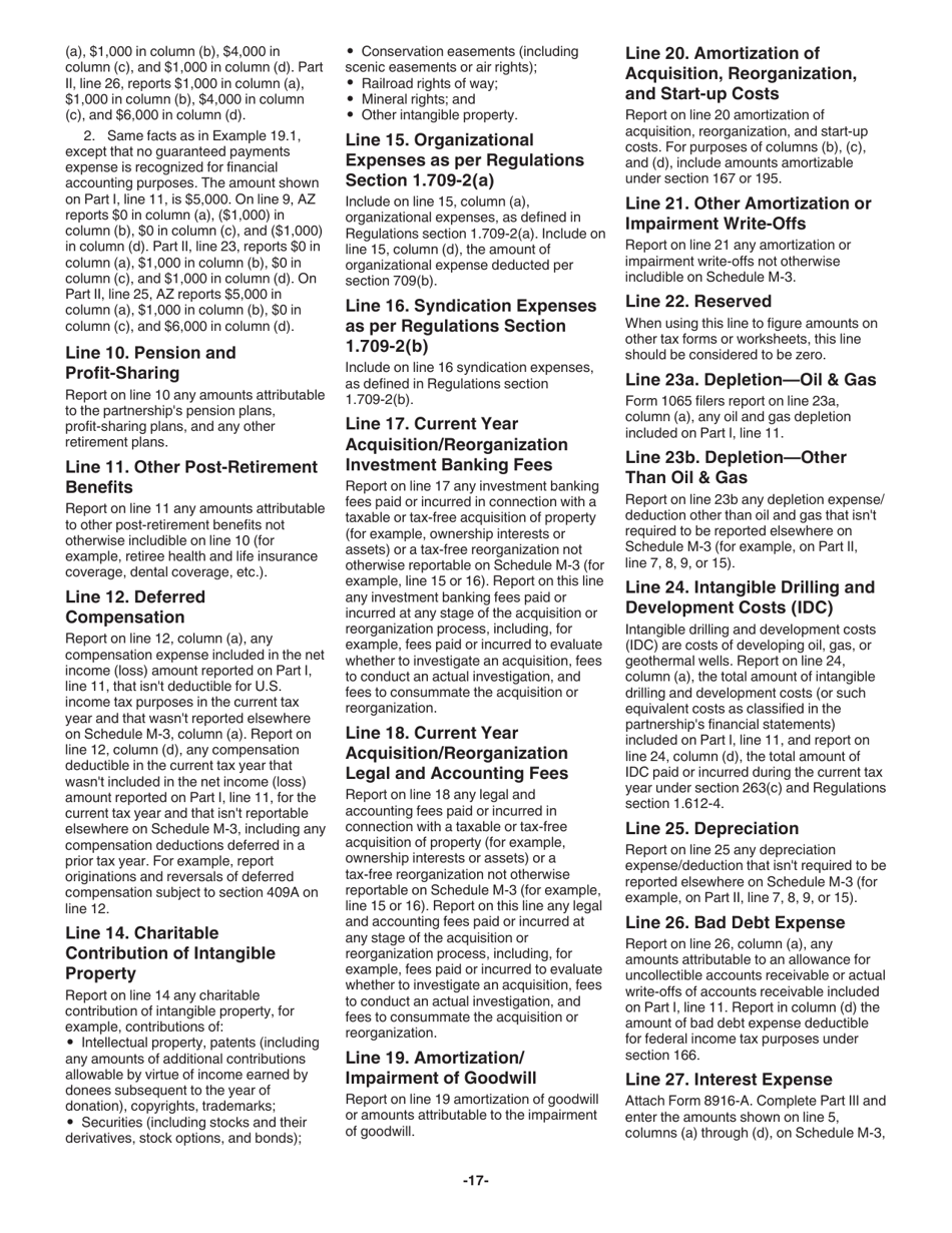 Instructions for IRS Form 1065 Schedule M-3 Net Income (Loss) Reconciliation for Certain Partnerships, Page 17