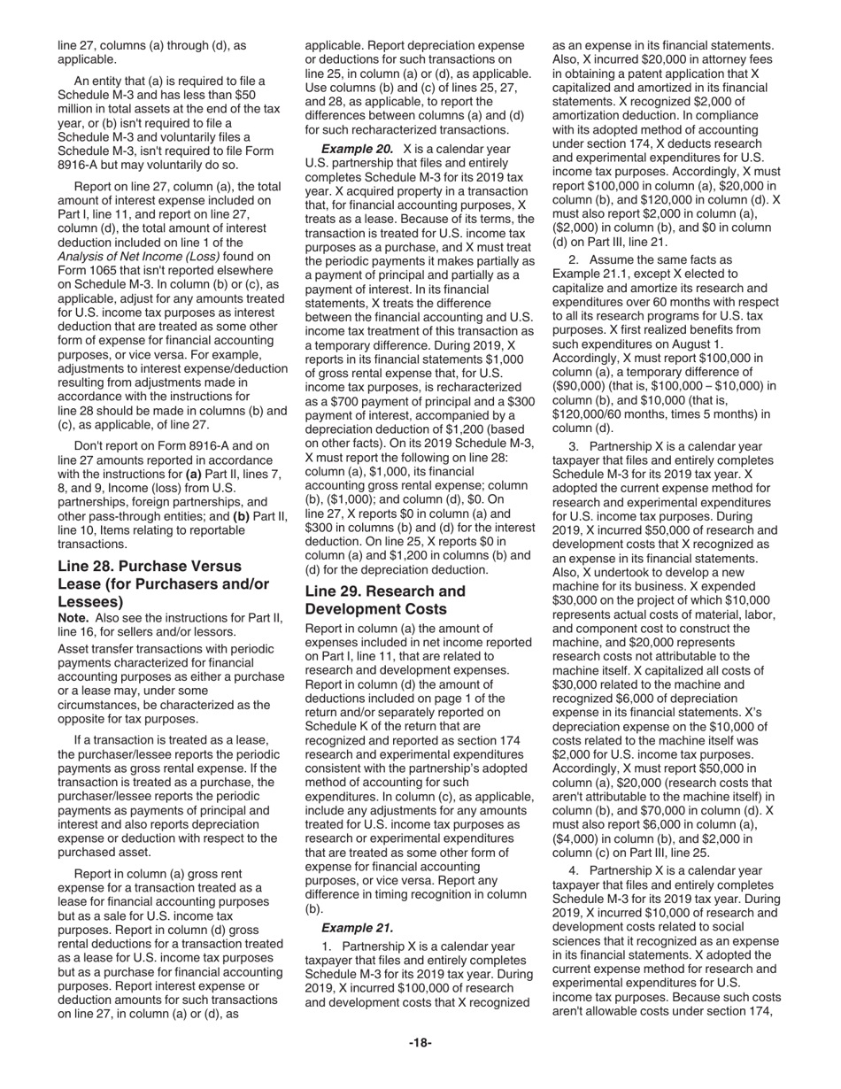 Instructions for IRS Form 1065 Schedule M-3 Net Income (Loss) Reconciliation for Certain Partnerships, Page 18