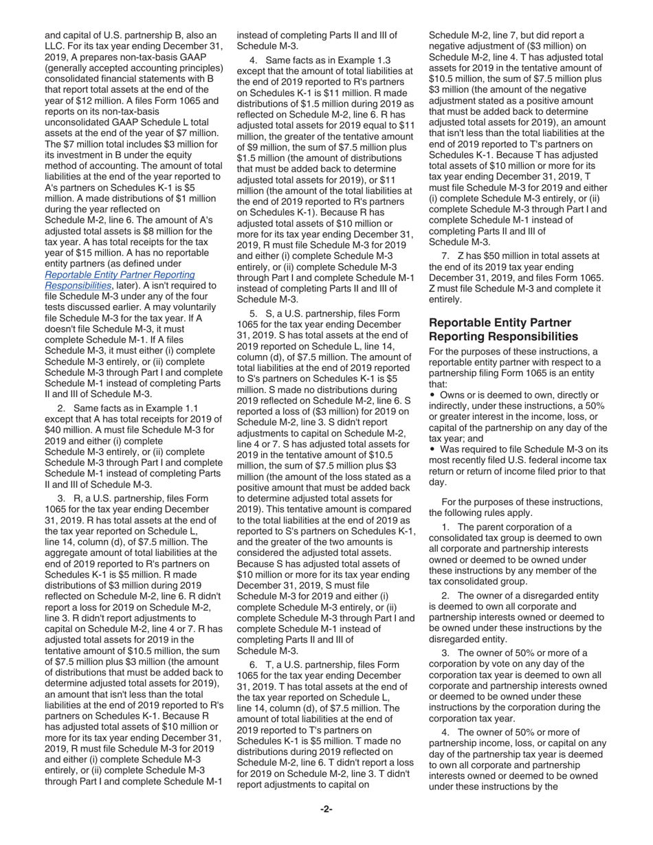 Instructions for IRS Form 1065 Schedule M-3 Net Income (Loss) Reconciliation for Certain Partnerships, Page 2