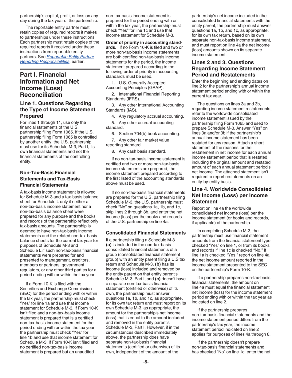 Instructions for IRS Form 1065 Schedule M-3 Net Income (Loss) Reconciliation for Certain Partnerships, Page 5
