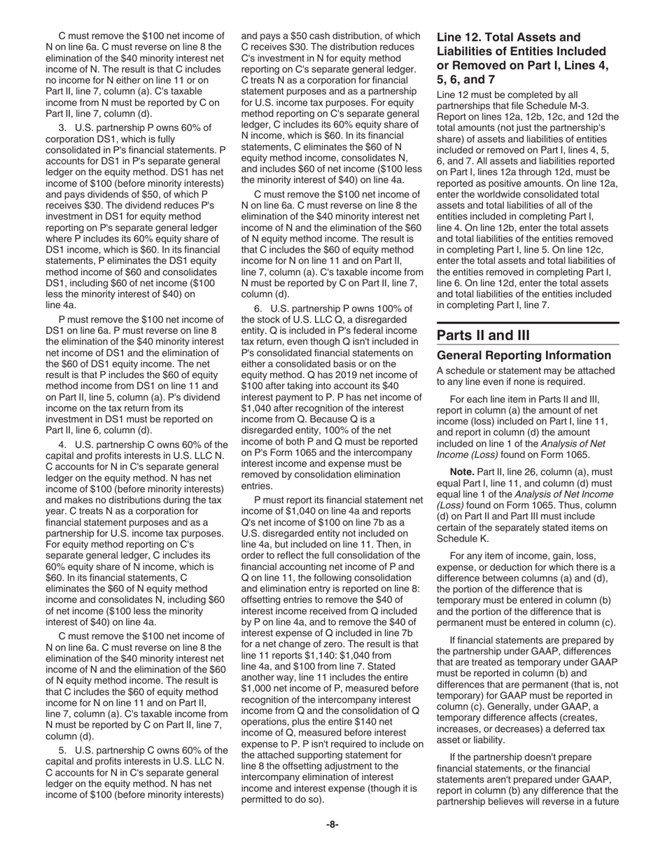 Instructions for IRS Form 1065 Schedule M-3 Net Income (Loss) Reconciliation for Certain Partnerships, Page 8