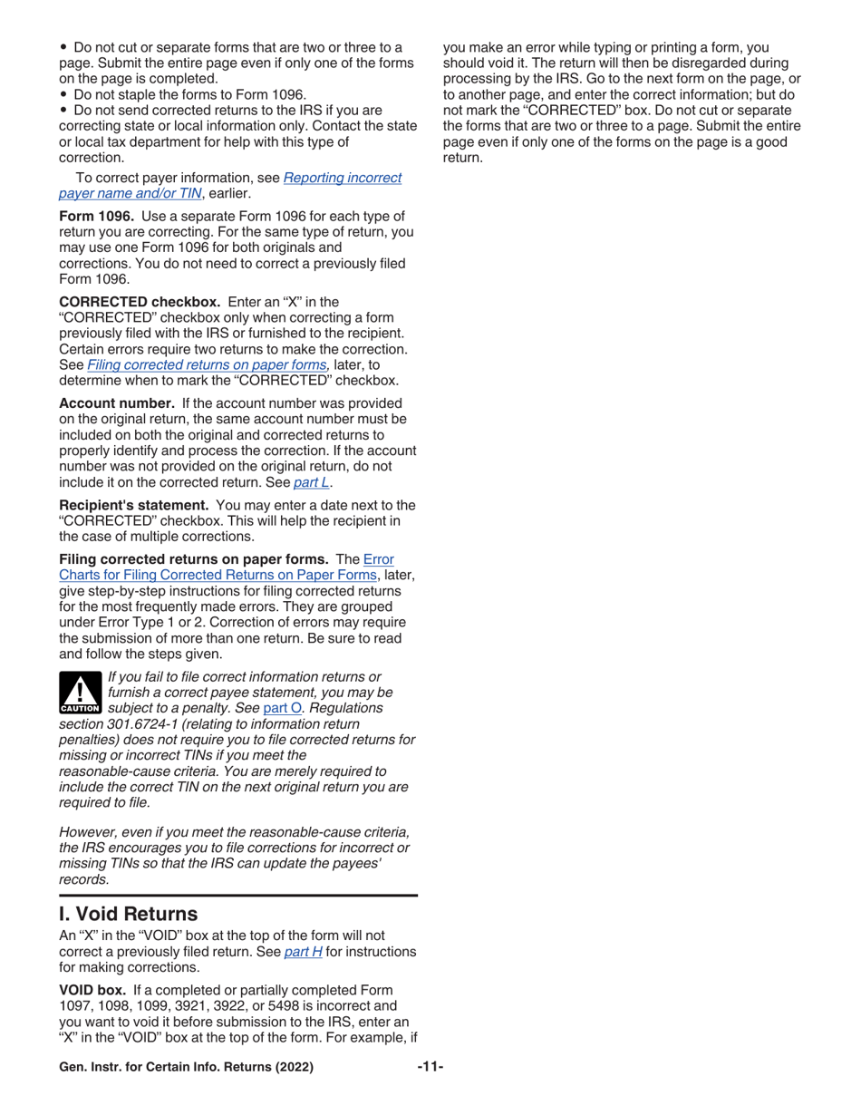 Instructions for IRS Form 1096, 1097, 1098, 1099, 3921, 3922, 5498, W-2G, Page 11