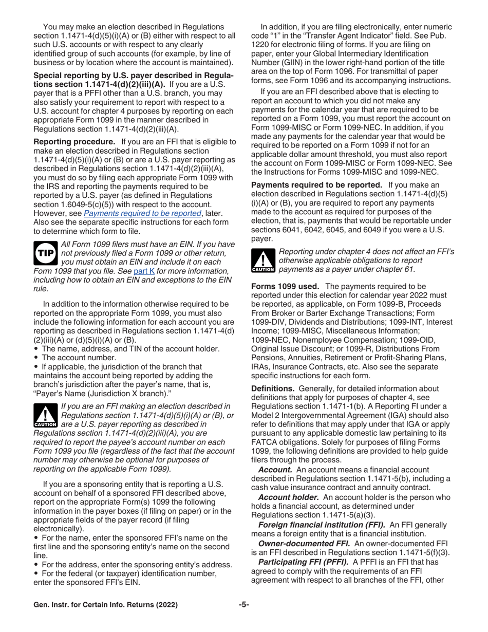Instructions for IRS Form 1096, 1097, 1098, 1099, 3921, 3922, 5498, W-2G, Page 5