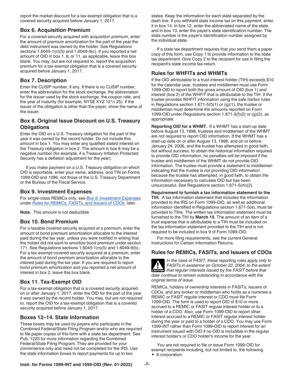 Instructions for IRS Form 1099-INT, 1099-OID, Page 7