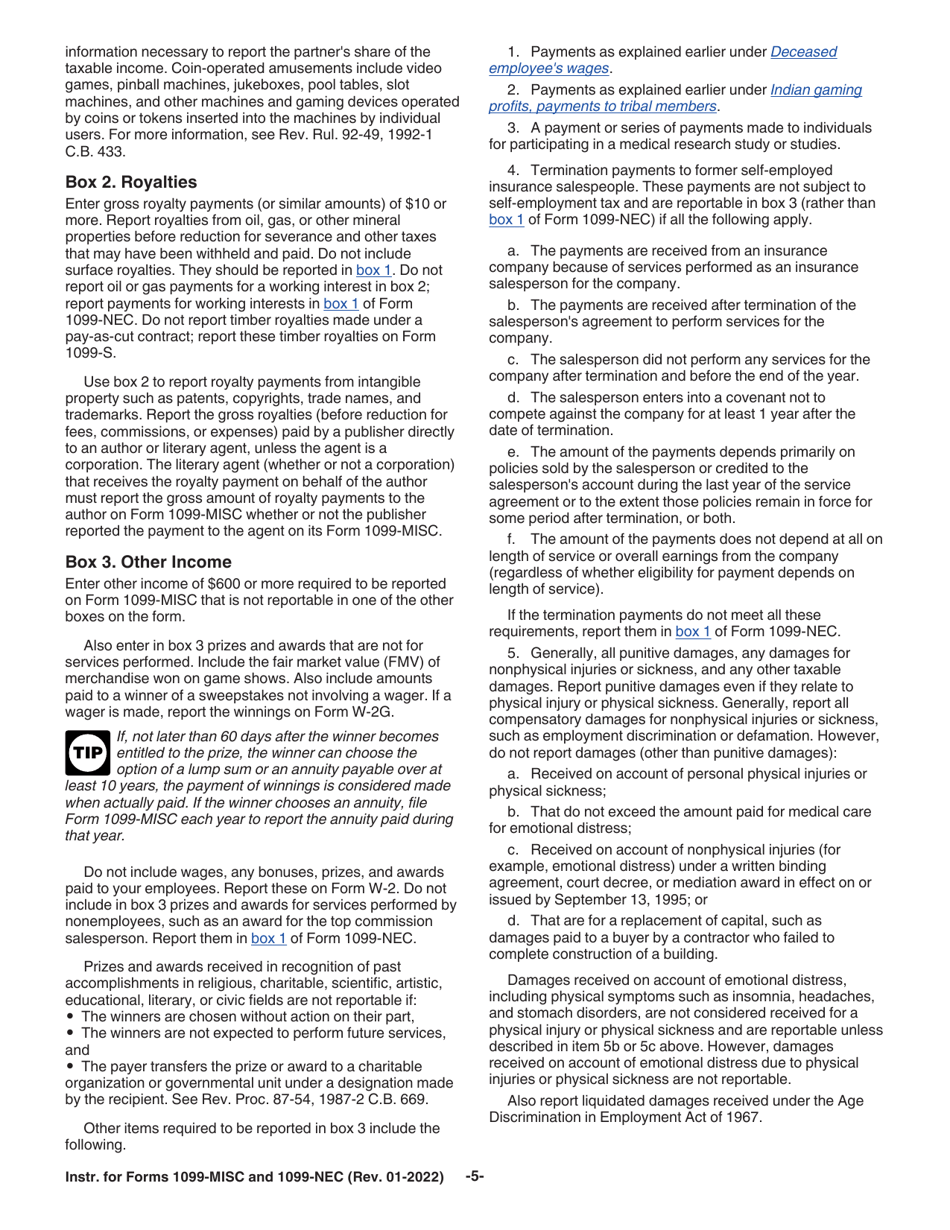 Instructions for IRS Form 1099-MISC, 1099-NEC, Page 5