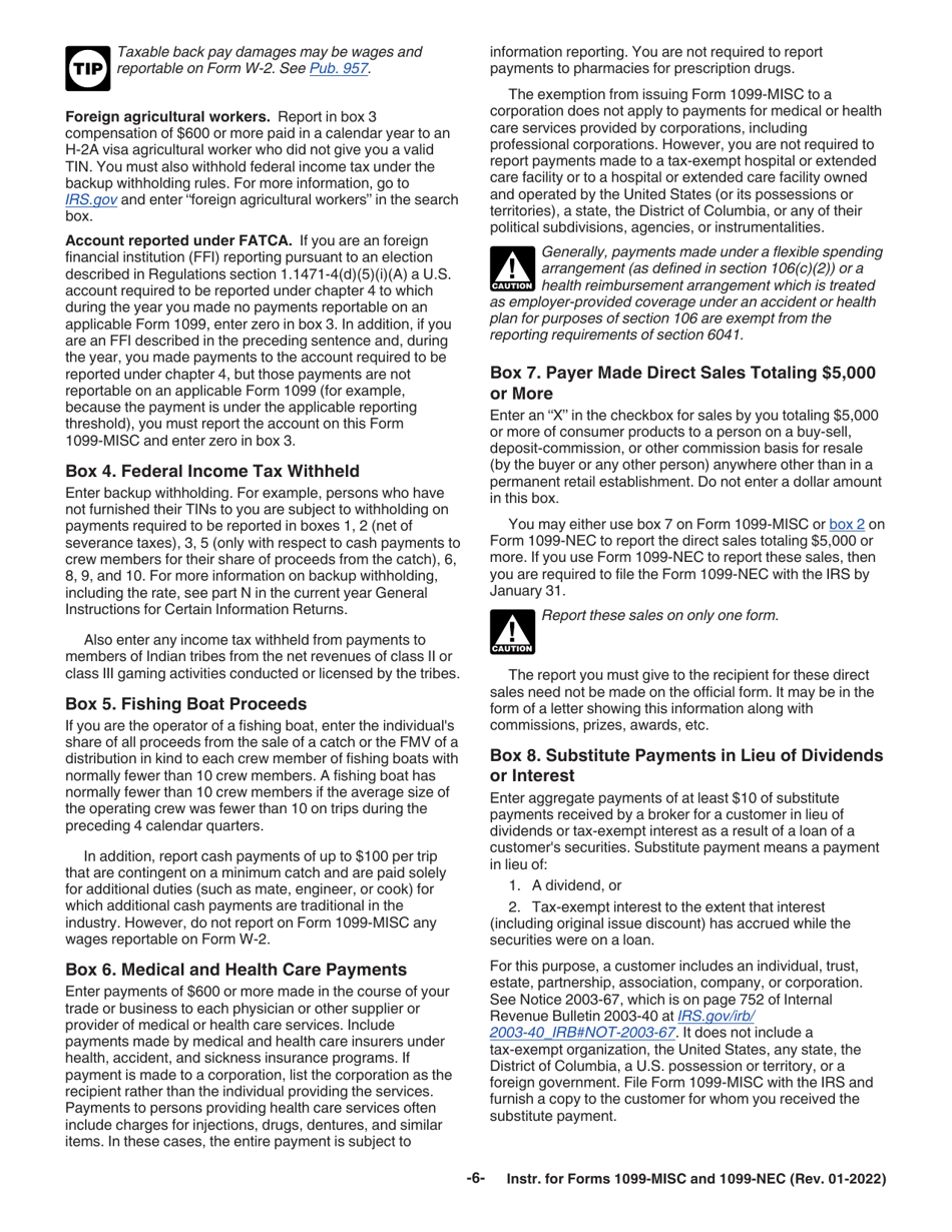 Instructions for IRS Form 1099-MISC, 1099-NEC, Page 6