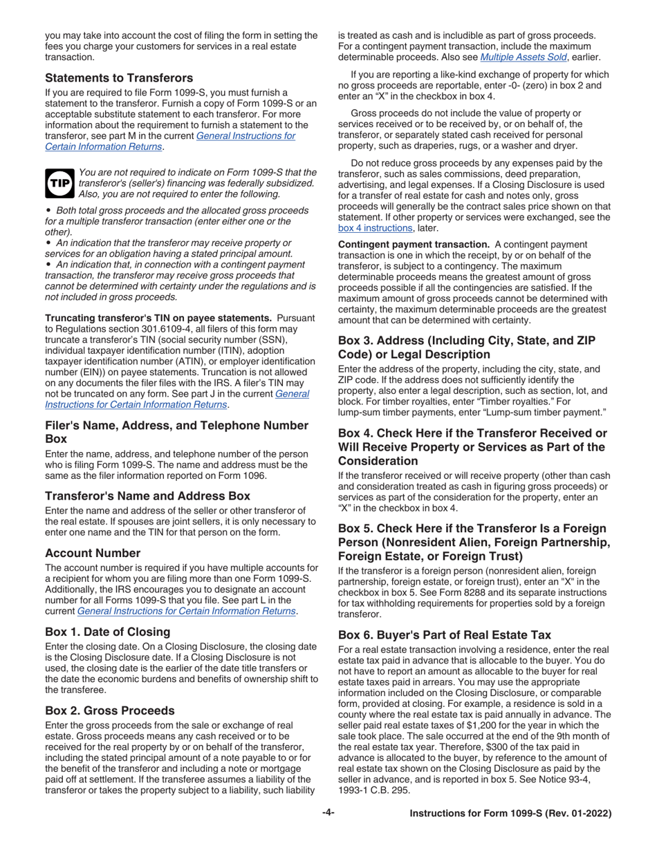 Instructions for IRS Form 1099-S Proceeds From Real Estate Transactions, Page 4