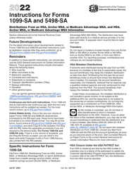 Document preview: Instructions for IRS Form 1099-SA, 5498-SA