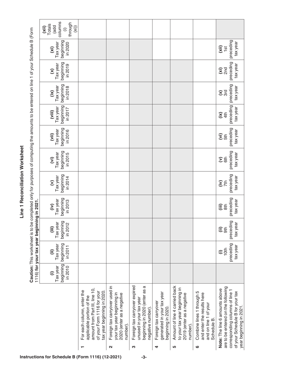 Instructions for IRS Form 1116 Schedule B Foreign Tax Carryover Reconciliation Schedule, Page 3