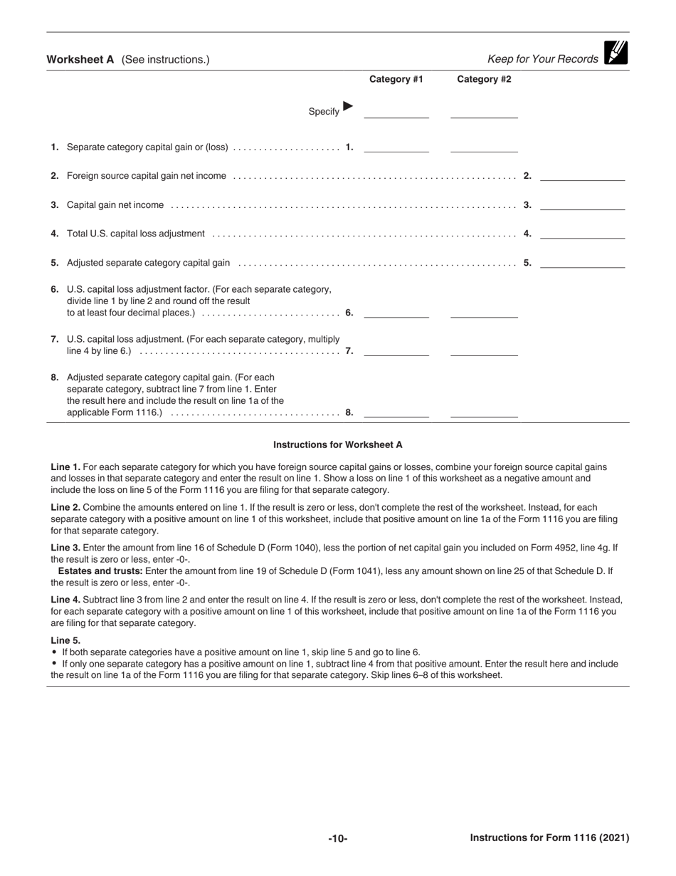 Instructions for IRS Form 1116 Foreign Tax Credit (Individual, Estate, or Trust), Page 10