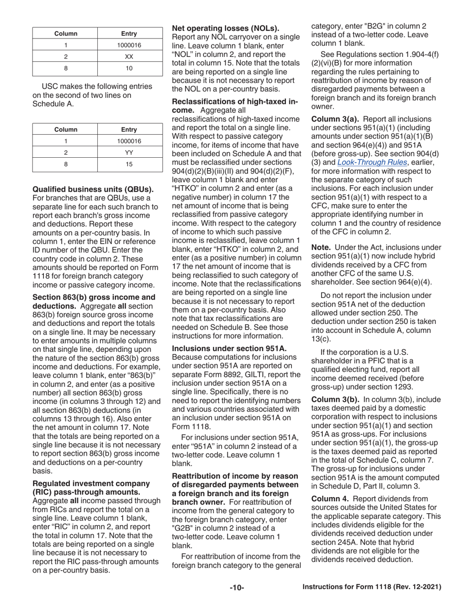 Instructions for IRS Form 1118 Foreign Tax Credit - Corporations, Page 10