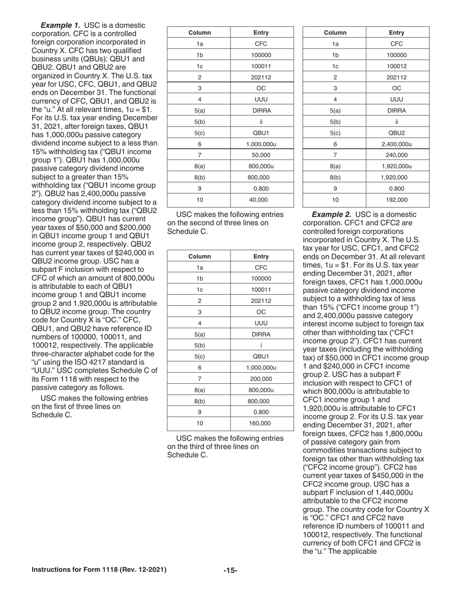 Instructions for IRS Form 1118 Foreign Tax Credit - Corporations, Page 15