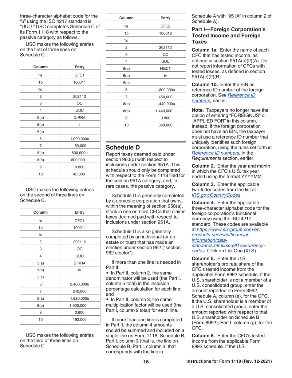 Instructions for IRS Form 1118 Foreign Tax Credit - Corporations, Page 16