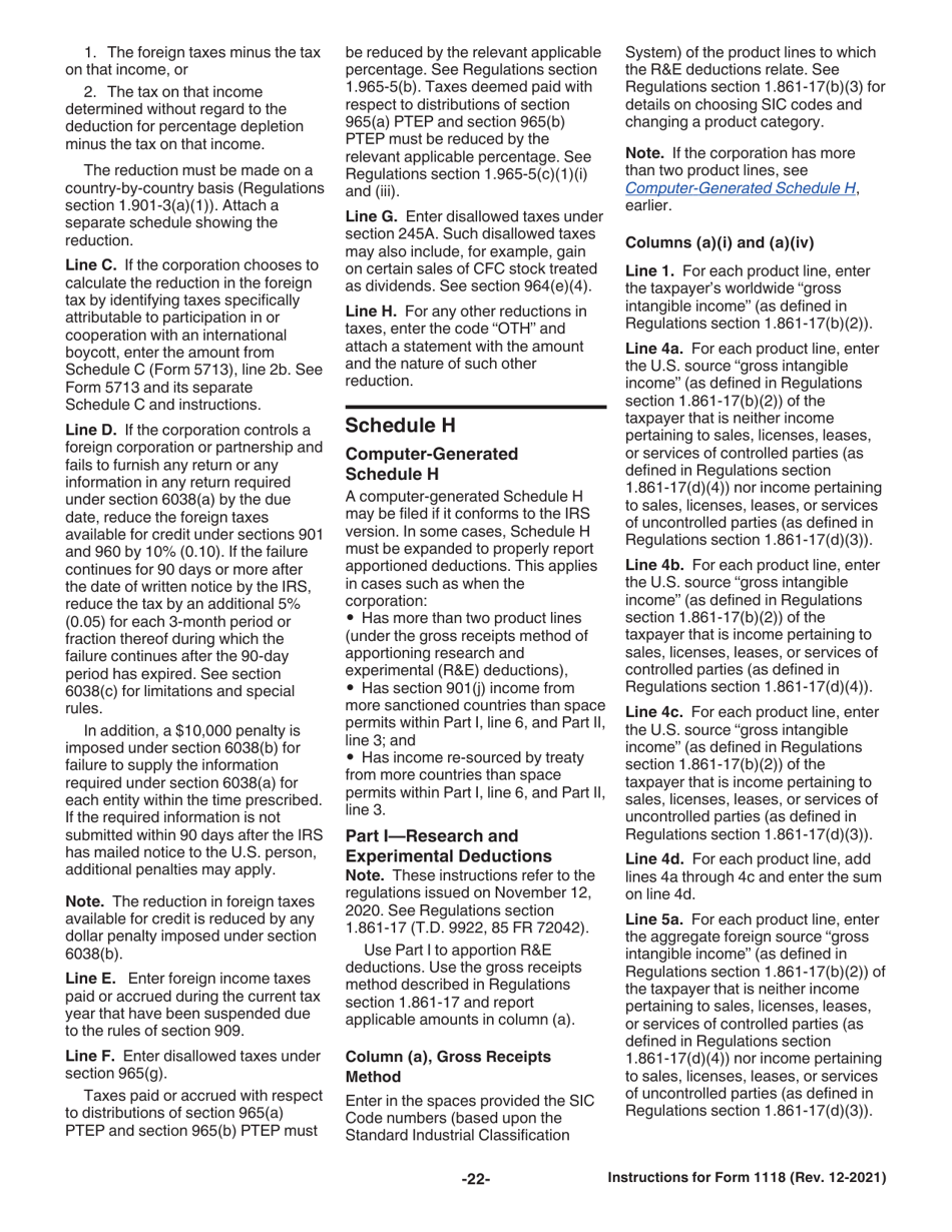 Instructions for IRS Form 1118 Foreign Tax Credit - Corporations, Page 22