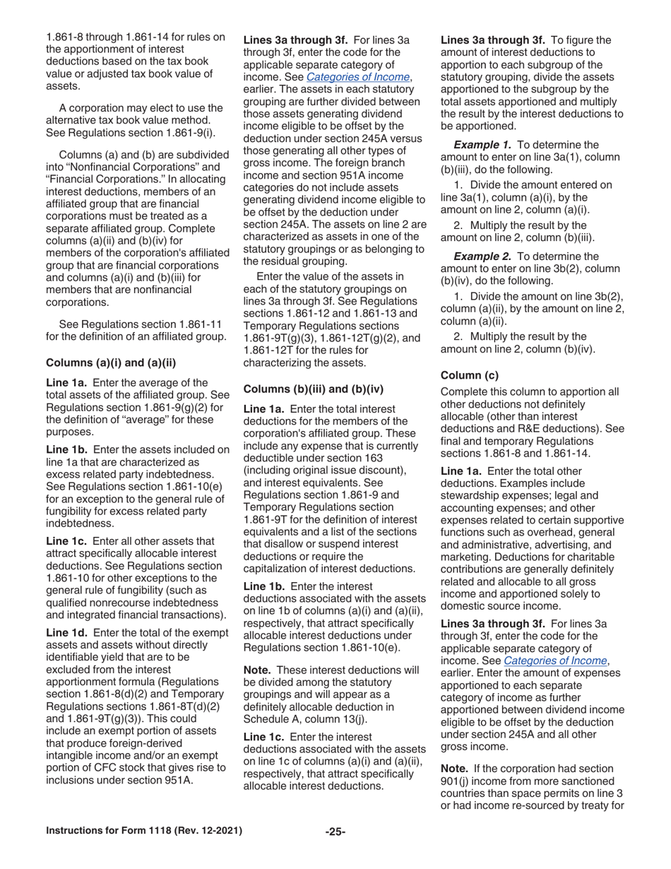Instructions for IRS Form 1118 Foreign Tax Credit - Corporations, Page 25