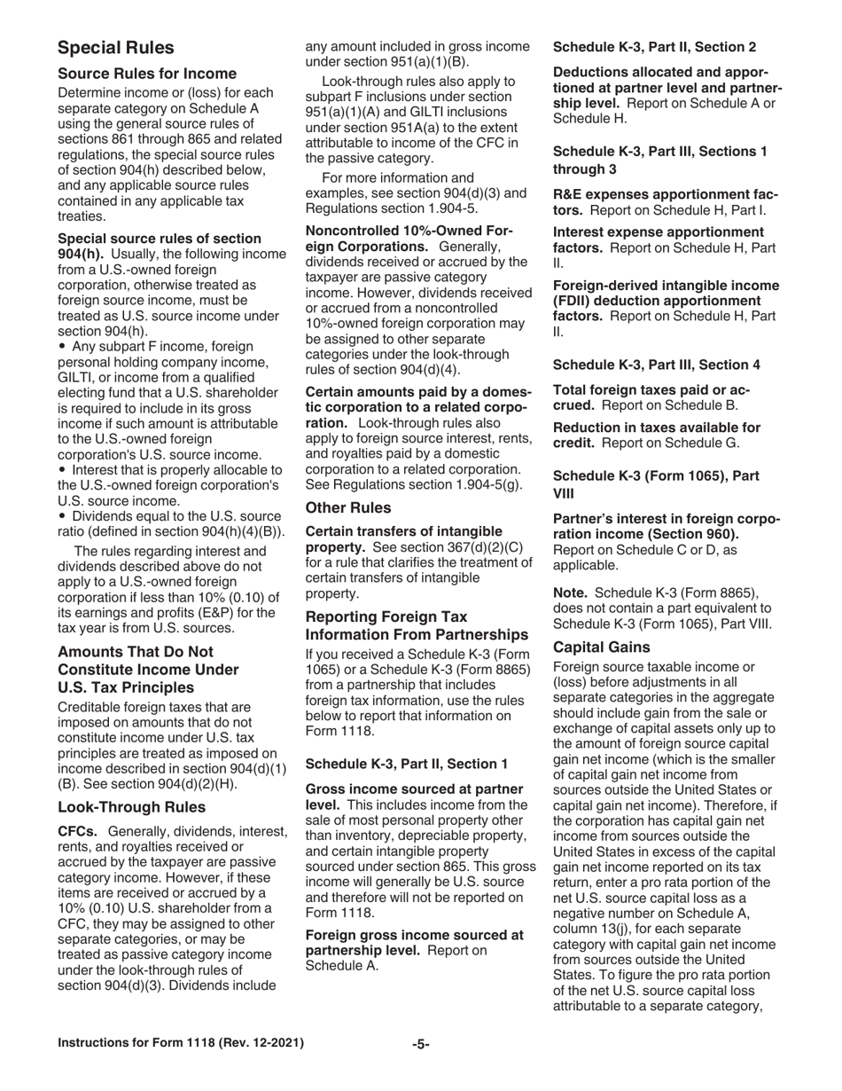 Instructions for IRS Form 1118 Foreign Tax Credit - Corporations, Page 5