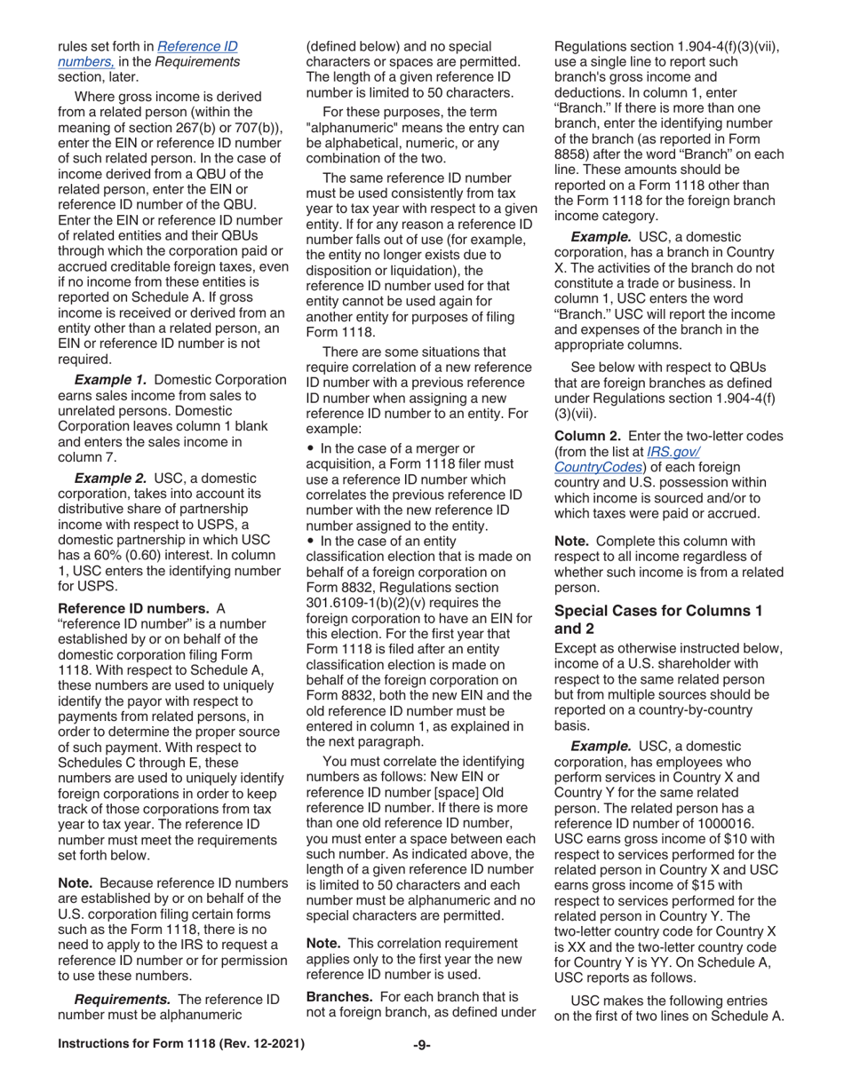Instructions for IRS Form 1118 Foreign Tax Credit - Corporations, Page 9