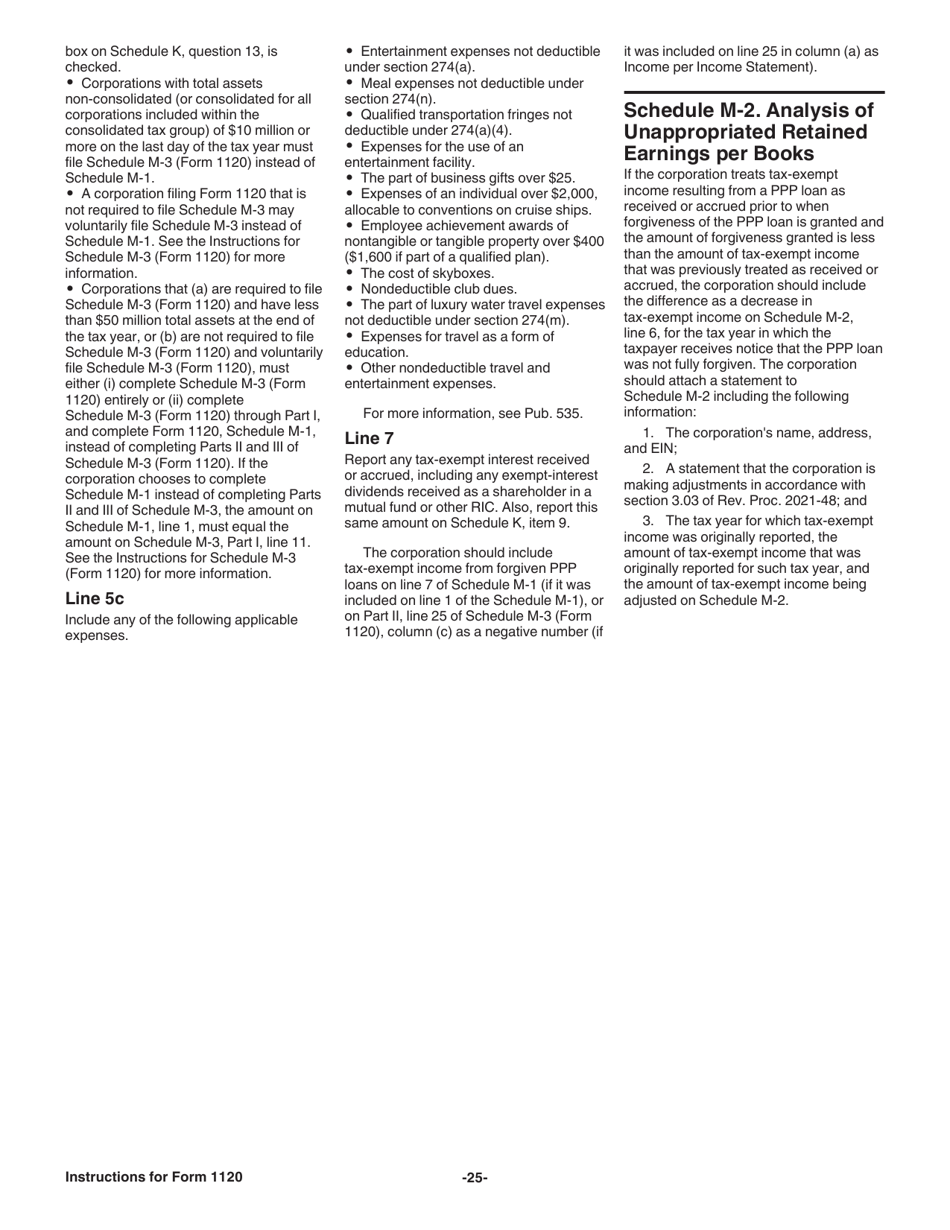 Instructions for IRS Form 1120 U.S. Corporation Income Tax Return, Page 25
