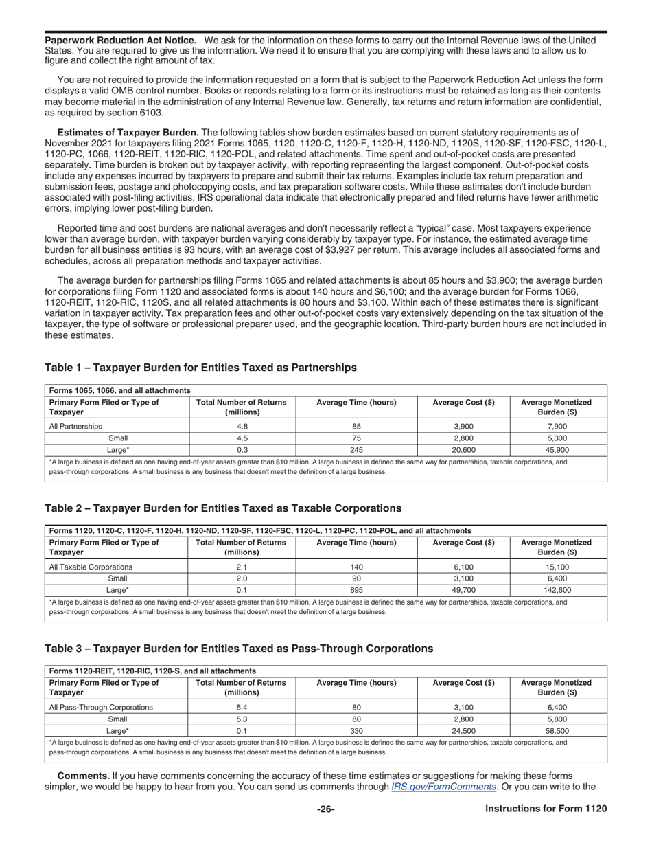 Instructions for IRS Form 1120 U.S. Corporation Income Tax Return, Page 26
