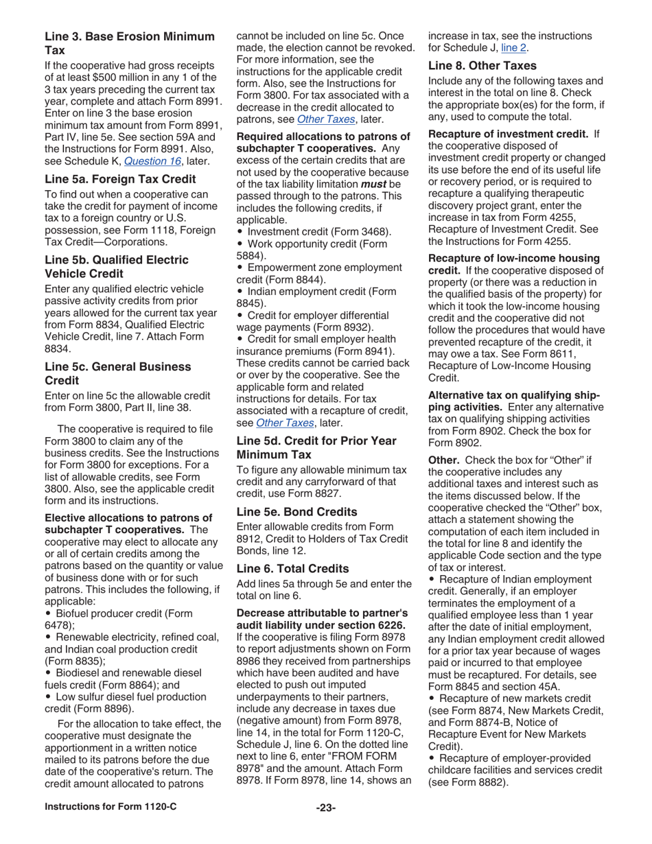 Instructions for IRS Form 1120-C U.S. Income Tax Return for Cooperative Associations, Page 23