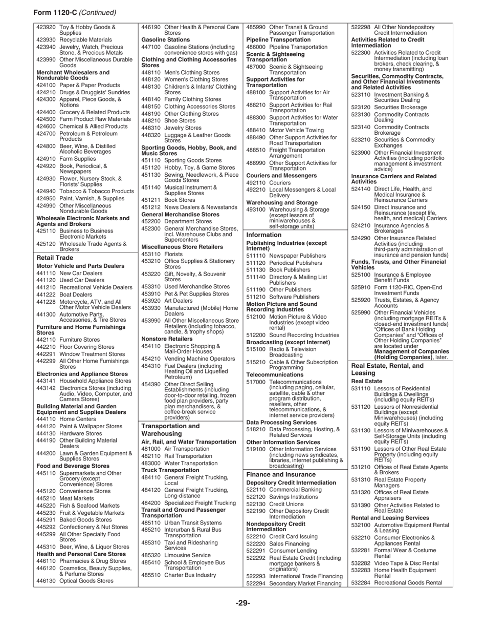 Instructions for IRS Form 1120-C U.S. Income Tax Return for Cooperative Associations, Page 29
