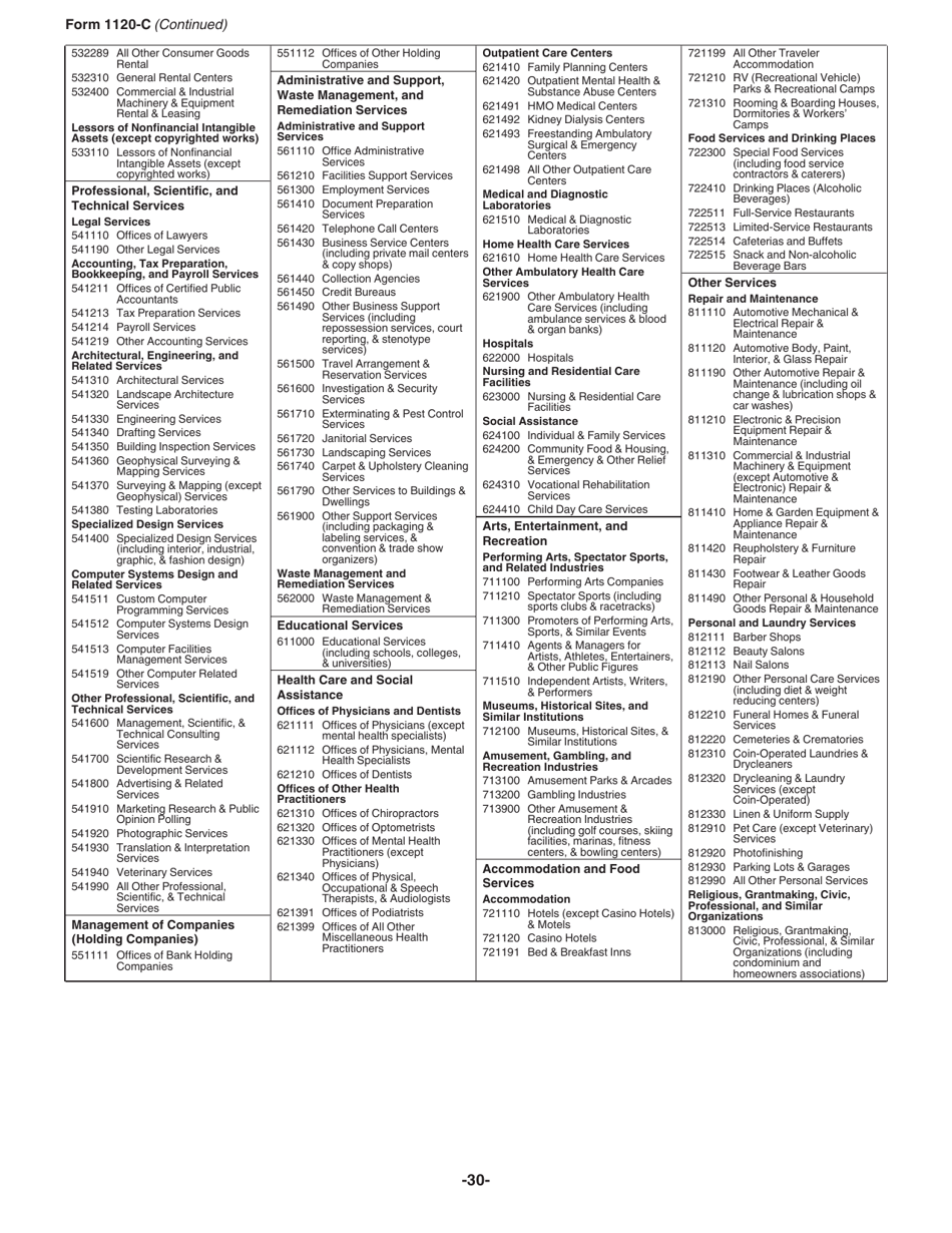 Instructions for IRS Form 1120-C U.S. Income Tax Return for Cooperative Associations, Page 30