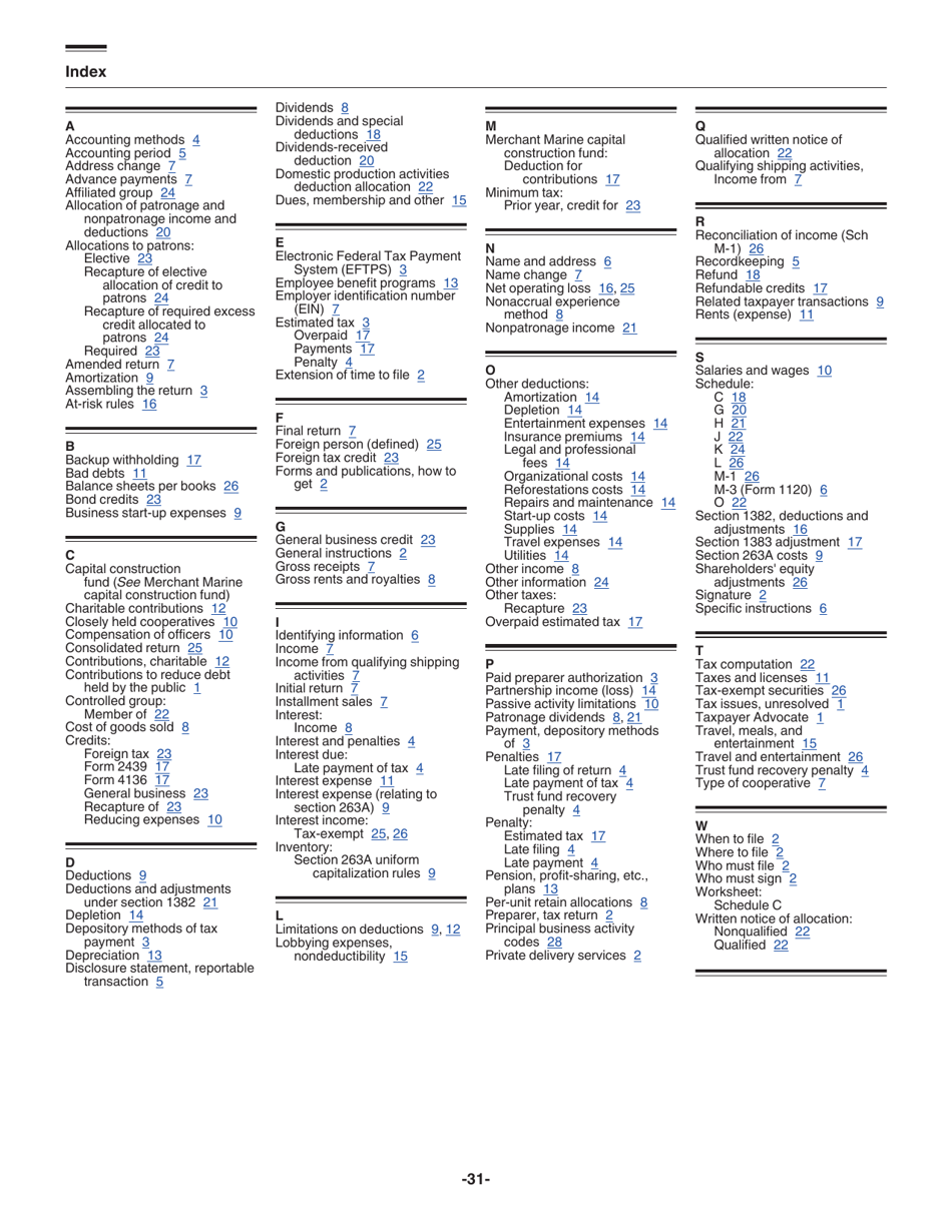 Instructions for IRS Form 1120-C U.S. Income Tax Return for Cooperative Associations, Page 31