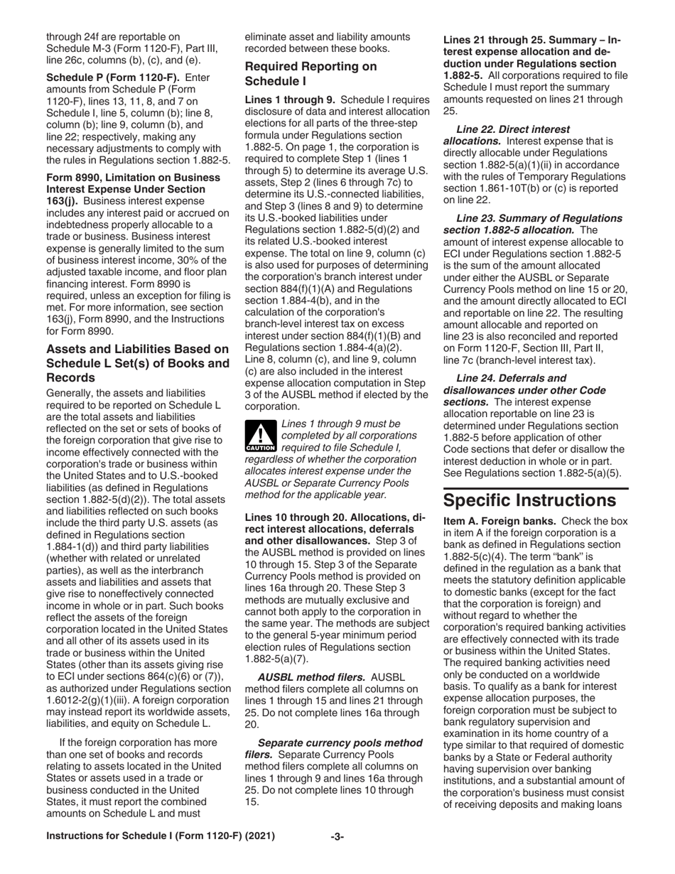 Instructions for IRS Form 1120-F Schedule I Interest Expense Allocation Under Regulations Section 1.882-5, Page 3