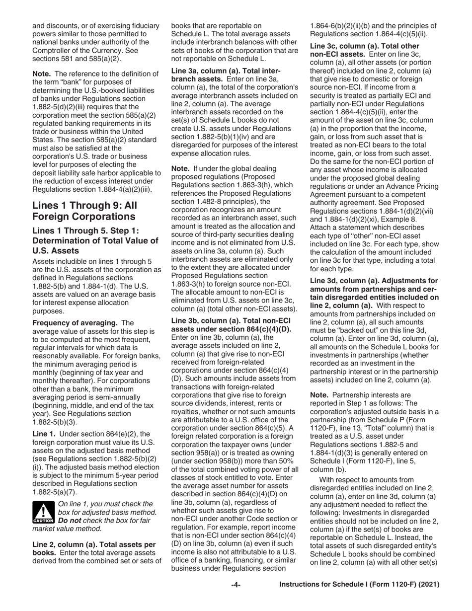 Instructions for IRS Form 1120-F Schedule I Interest Expense Allocation Under Regulations Section 1.882-5, Page 4