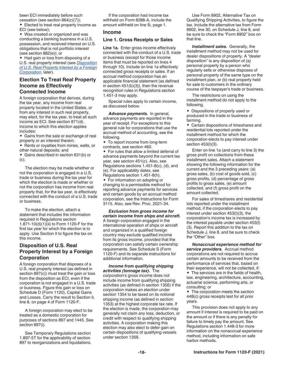 Instructions for IRS Form 1120-F U.S. Income Tax Return of a Foreign Corporation, Page 18