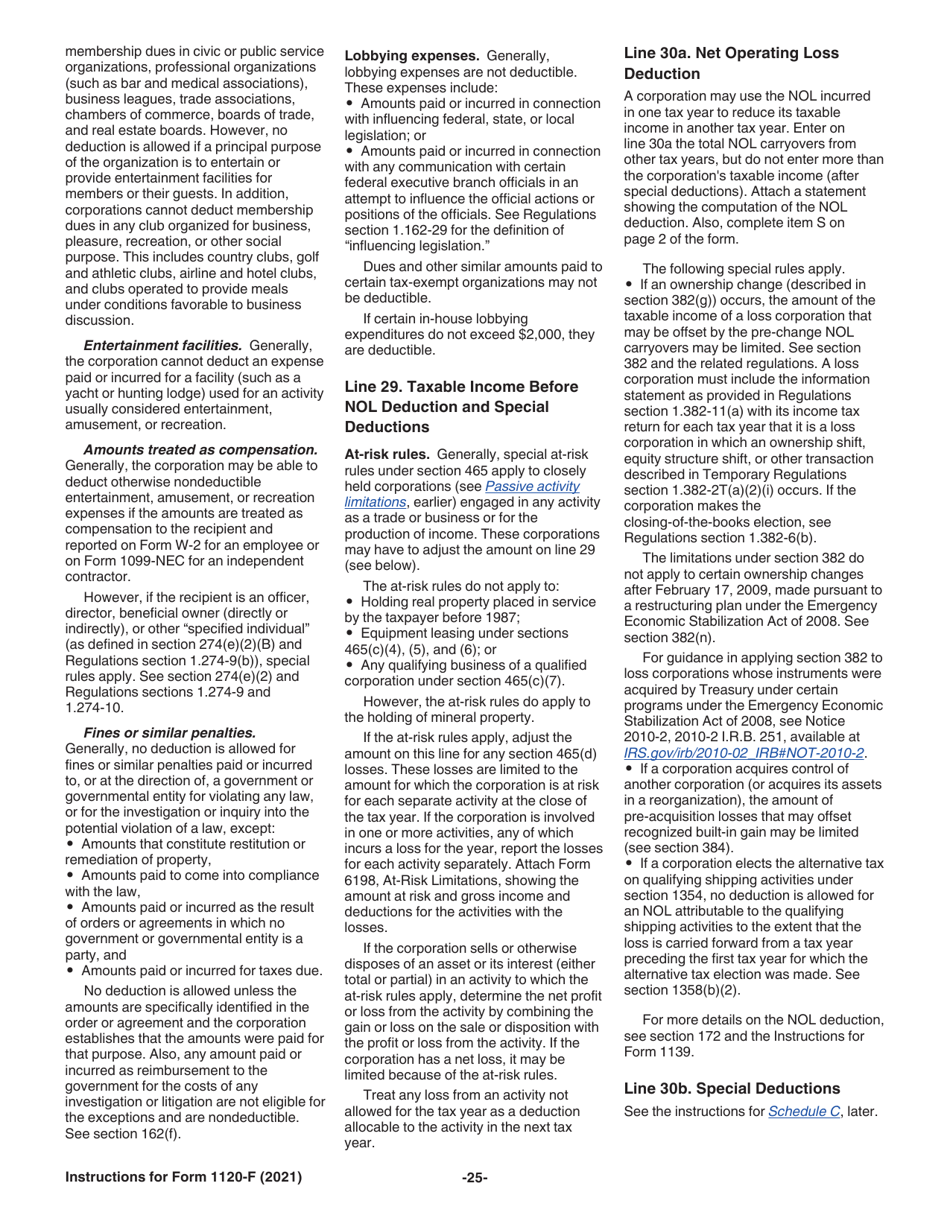 Instructions for IRS Form 1120-F U.S. Income Tax Return of a Foreign Corporation, Page 25