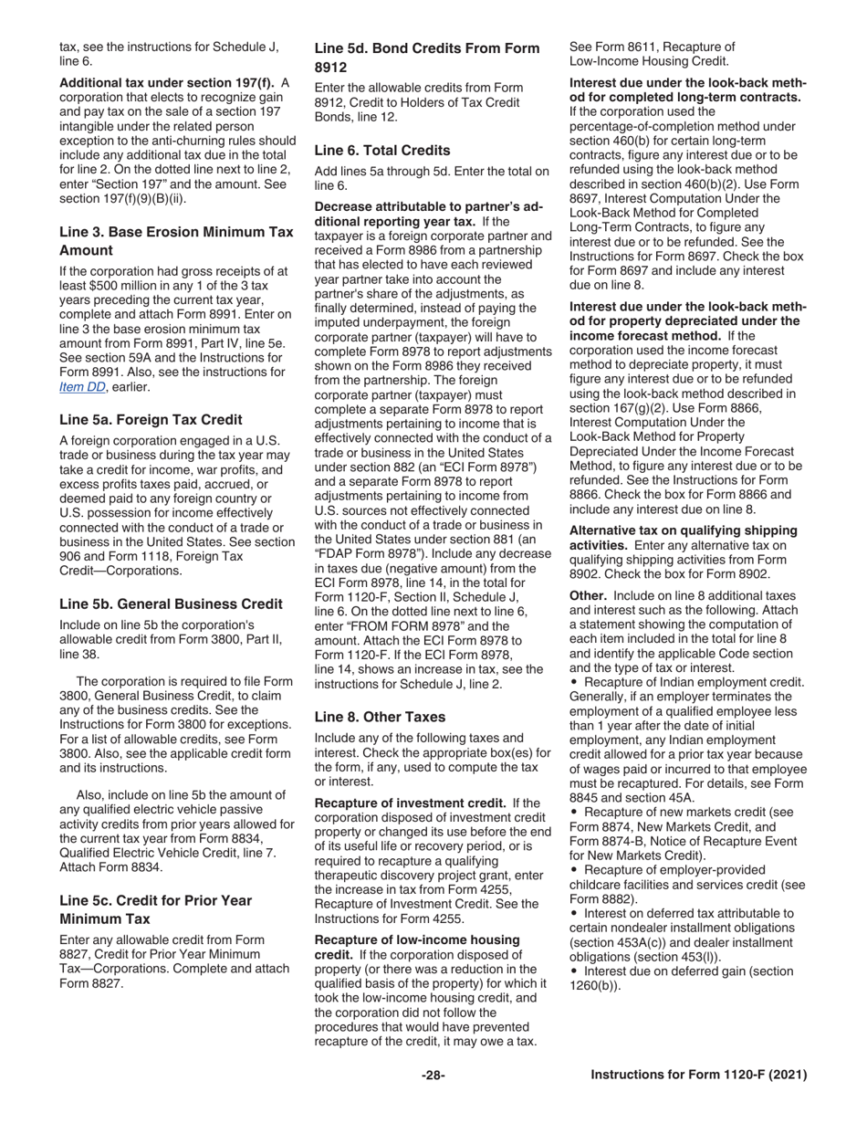 Instructions for IRS Form 1120-F U.S. Income Tax Return of a Foreign Corporation, Page 28
