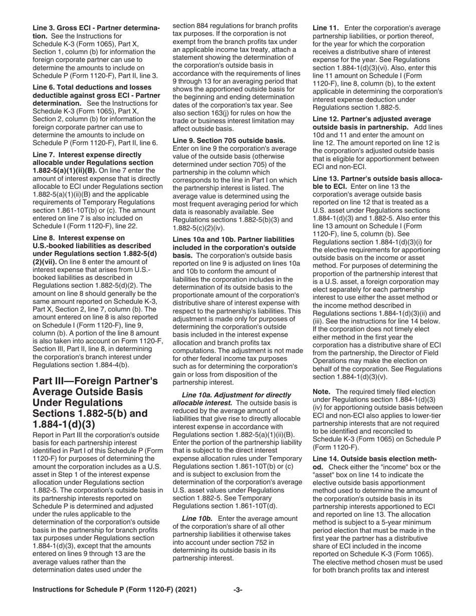 Instructions for IRS Form 1120-F Schedule P List of Foreign Partner Interests in Partnerships, Page 3