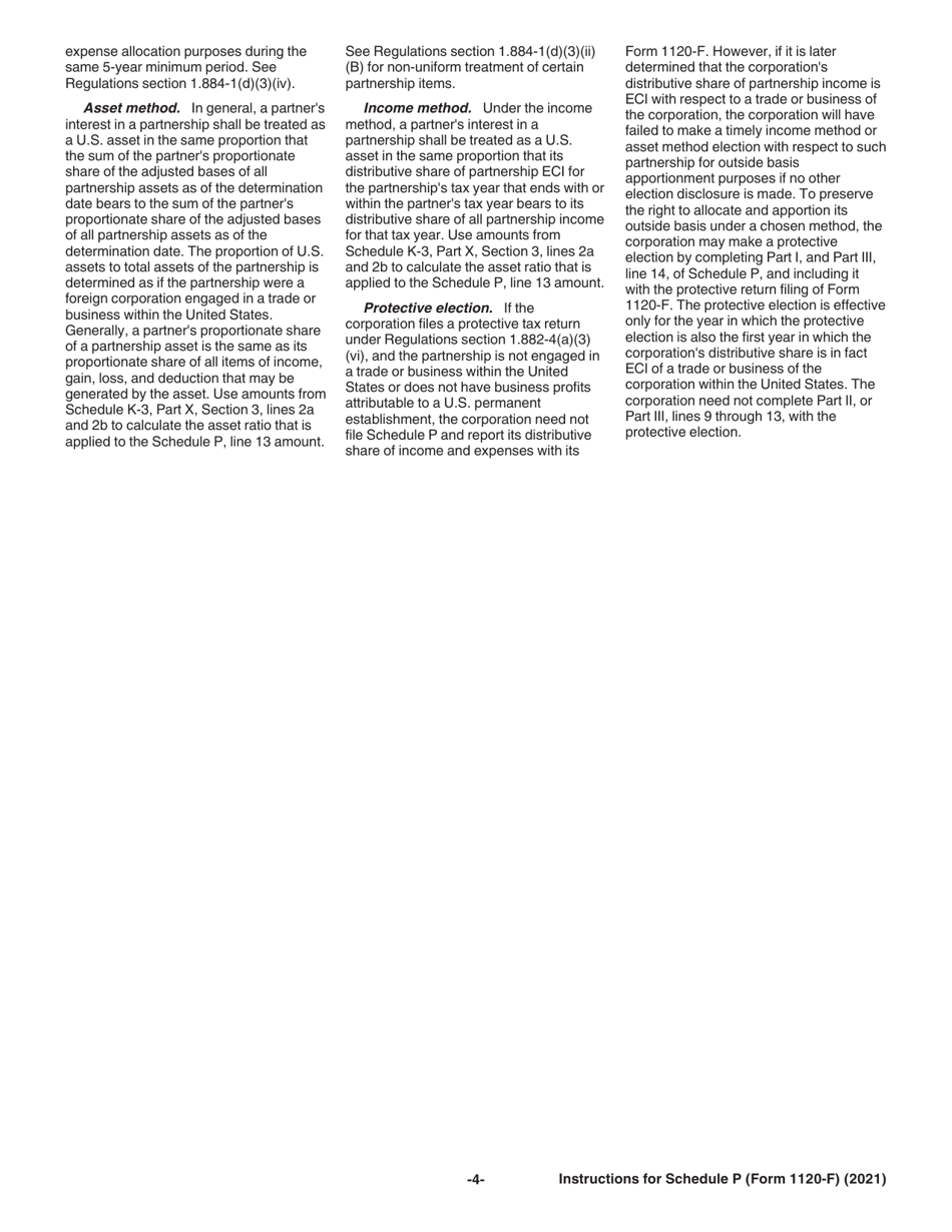 Instructions for IRS Form 1120-F Schedule P List of Foreign Partner Interests in Partnerships, Page 4