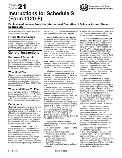 IRS Form 1120-F Schedule S 2021 Printable Pdf